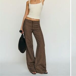 Brown Striped reformation linen pants